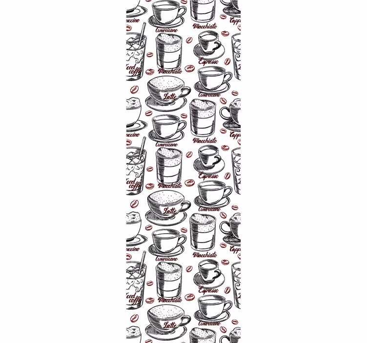 Illustration af cafétema tapet køkken - TenStickers