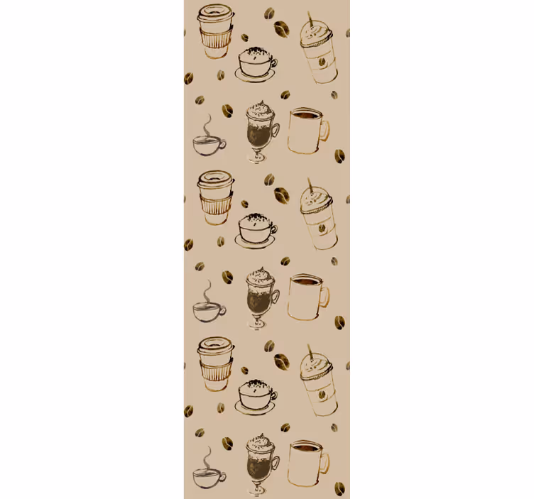 Kaffe illustrationer tapet køkken - TenStickers