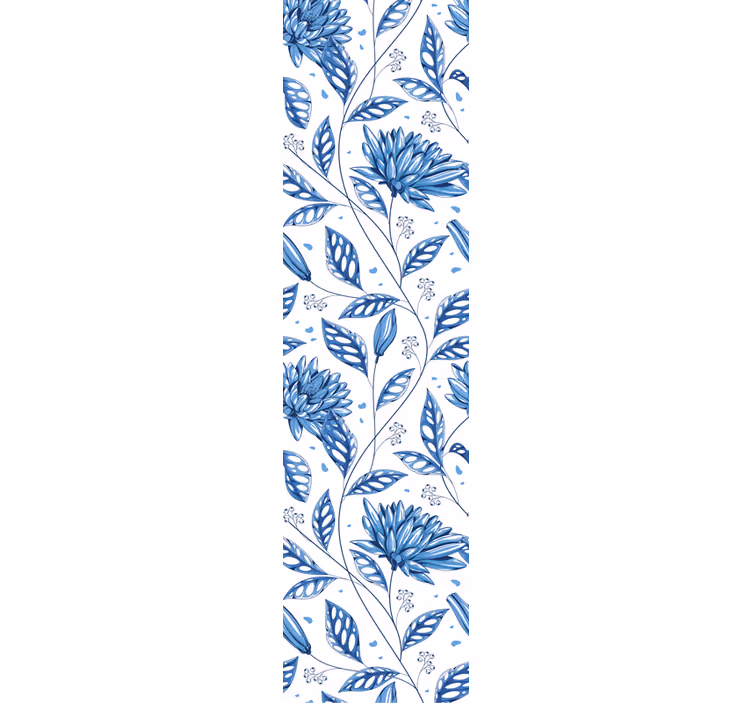 Blåt blomstermønster blomster tapet - TenStickers