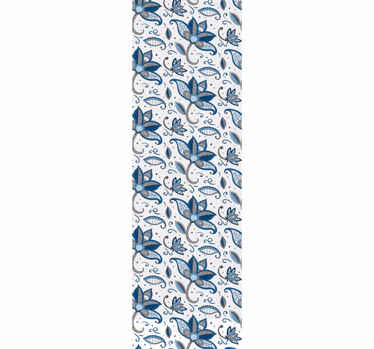 Blå blomster kruseduller tapet blade - TenStickers