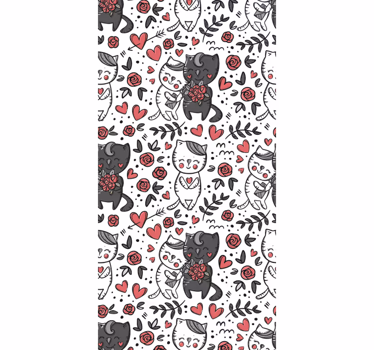 Katteblomsterglæde katte tapet - TenStickers