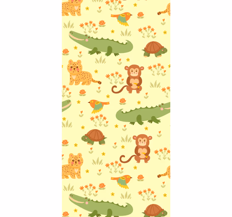 Jungle fauna motiv tapet med dyr - TenStickers