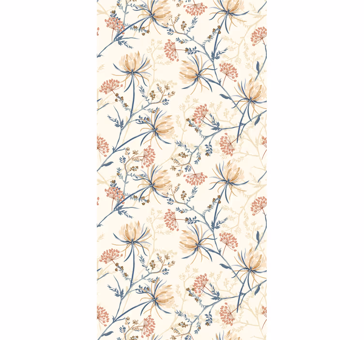 Botanisk blomstermotiver vintage stil tapet - TenStickers