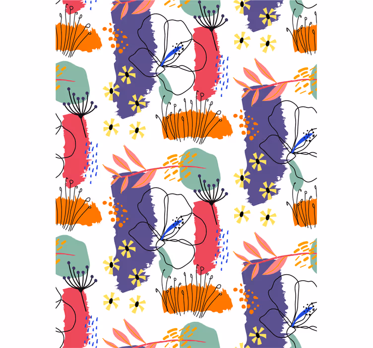 Botanisk skitsemønster blomster tapet - TenStickers