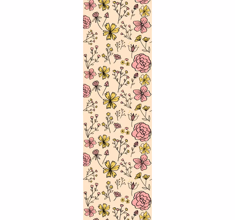 Floral botanisk skitse blomster tapet - TenStickers