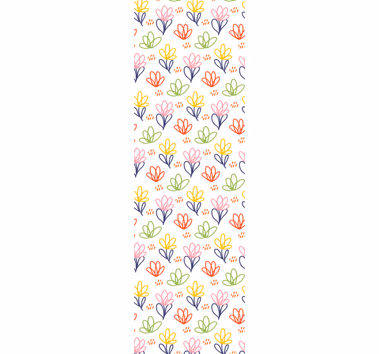 Blomstret doodle mønster blomster tapet - TenStickers