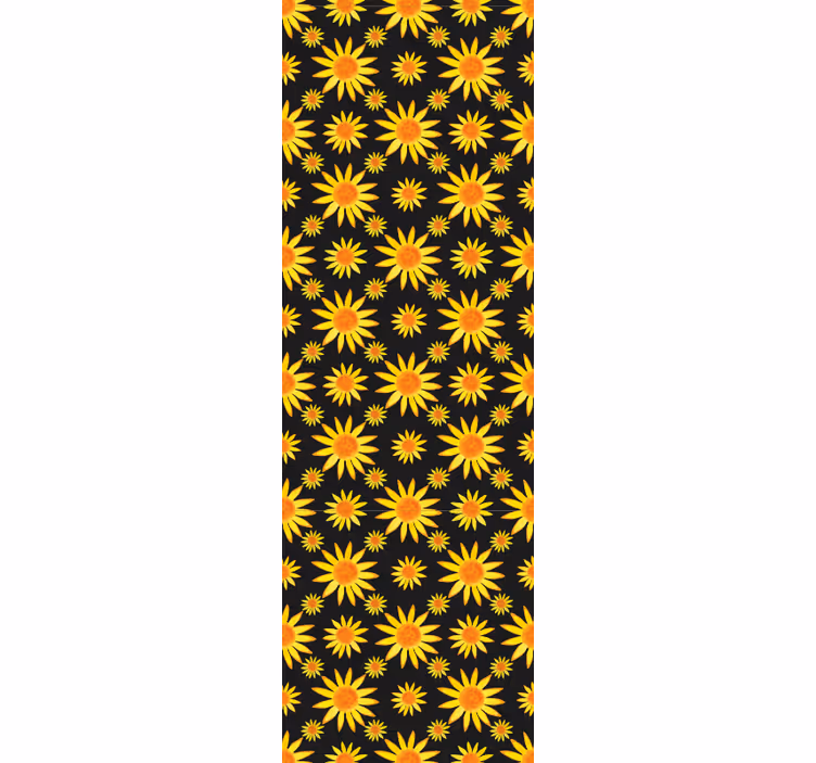 Solsikke sort baggrund blomst tapet - TenStickers