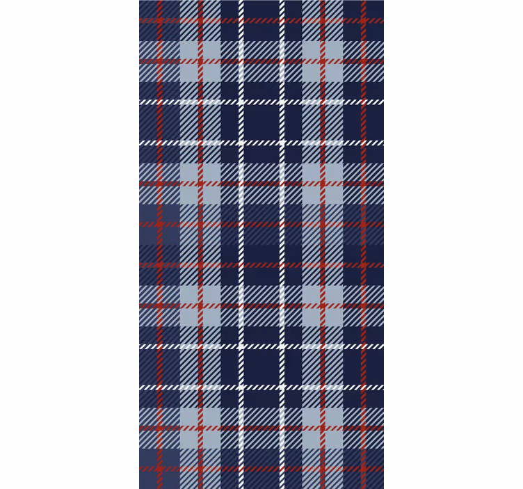 Blå og rød tartan vintage tapet - TenStickers