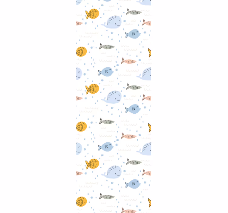 Tegneserie flerfarvet fisk moderne tapet - TenStickers