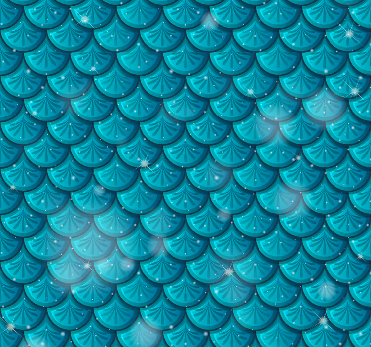 Havfrue blå skalaer 3d tapet - TenStickers