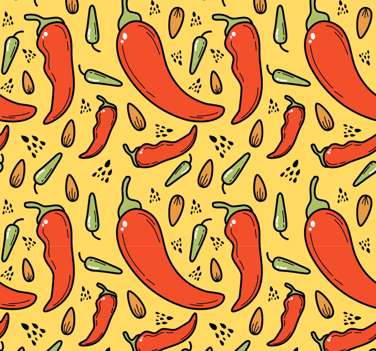 Rød og grøn hot chili køkken tapet - TenStickers