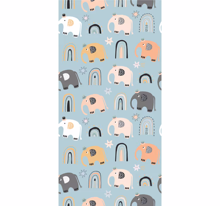 Elefant regnbue motiver tapet børneværelset - TenStickers