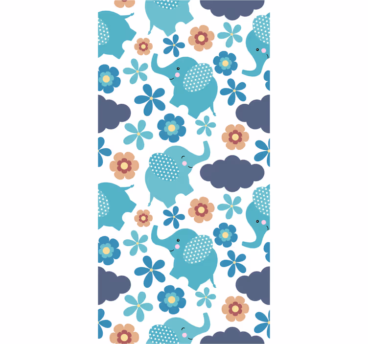 Elefant blomsterspil elefant tapet - TenStickers