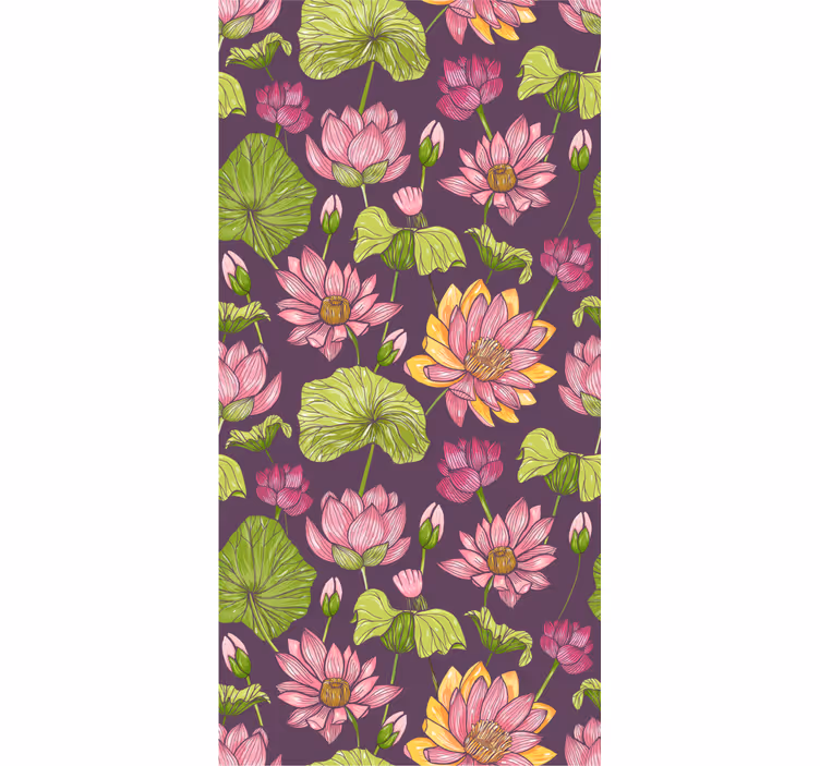 Botanisk blomstringsmønster blomster tapet - TenStickers