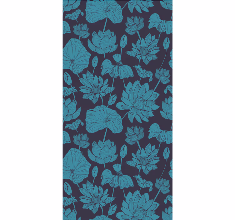 Botanisk lotusmønster blomster tapet - TenStickers