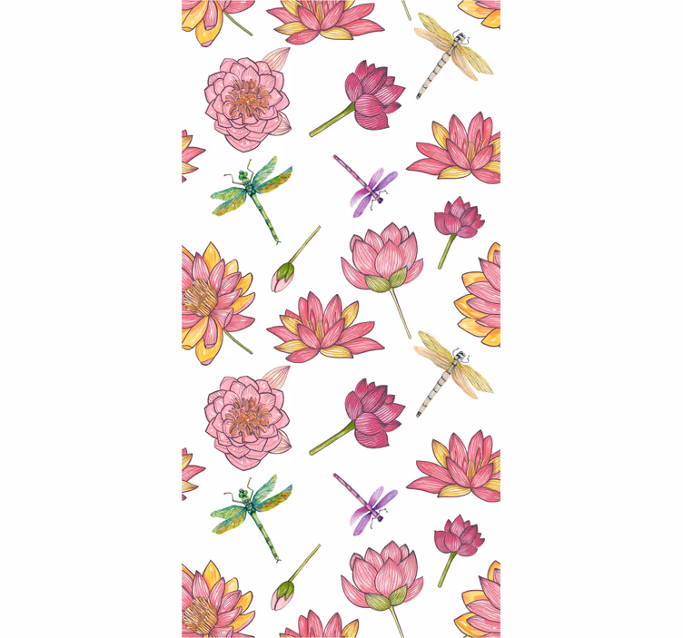 Lotuses og guldsmede blomster tapet - TenStickers