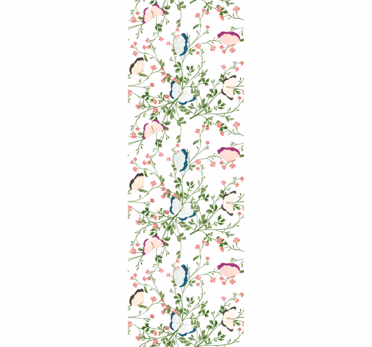 Botanisk sommerfugl blomstret tapet - TenStickers