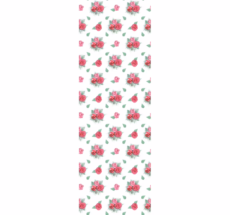 Lyserøde og røde roser mønster blomst tapet - TenStickers