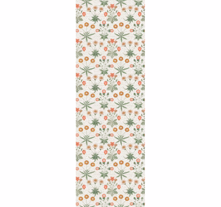 Grønt farverigt blomstermønster blomstertapet - TenStickers
