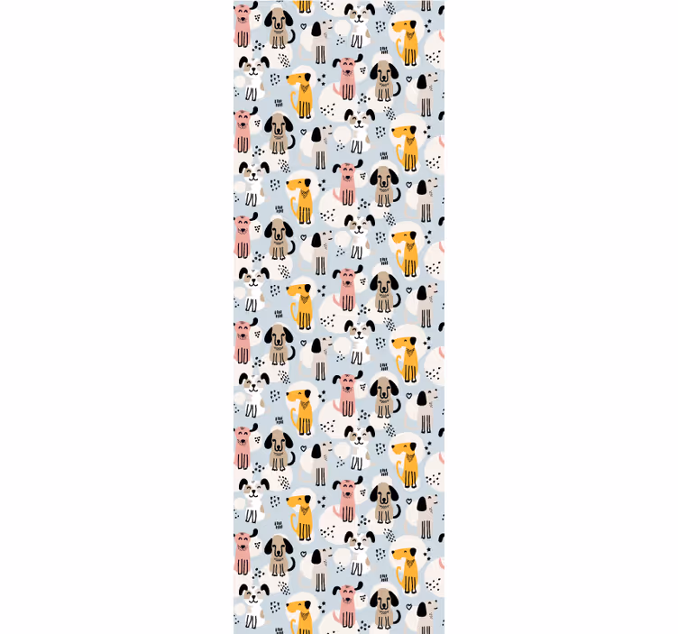 Multicolor hunde på blå soveværelse tapet - TenStickers