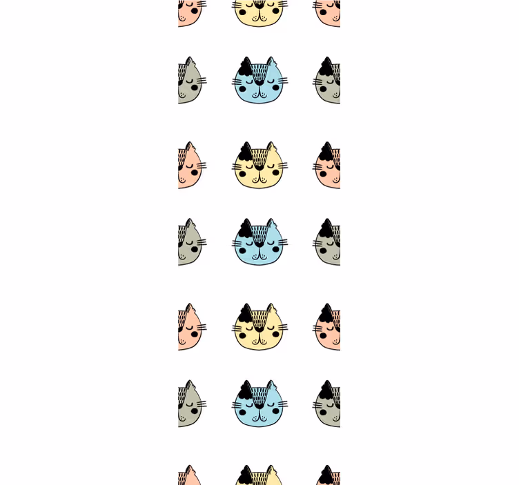 Tegneserie katteansigter katte tapet - TenStickers