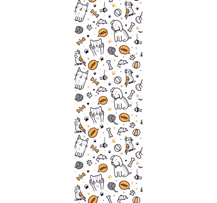 Kæledyrs doodle kunst tapet med dyr - TenStickers