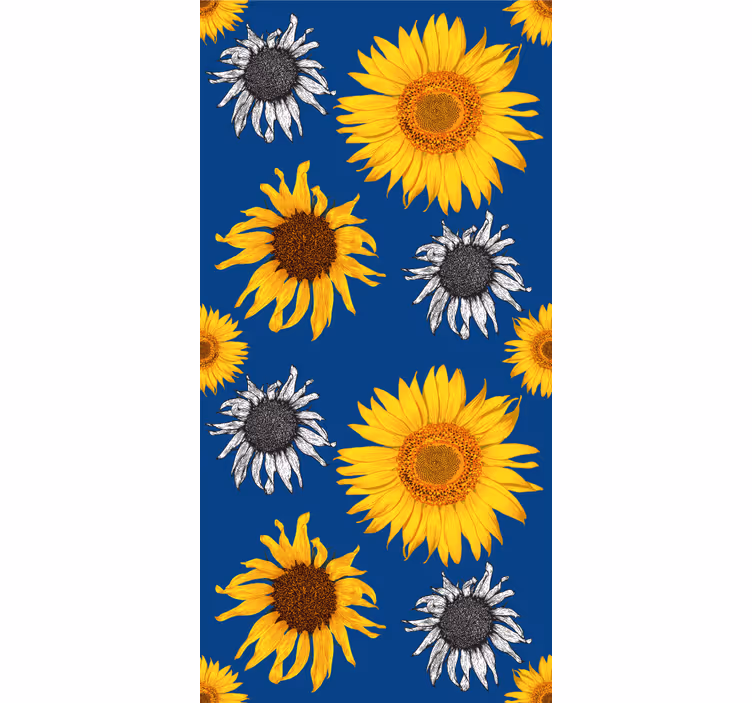 Solsikkeensemble blomster tapet - TenStickers