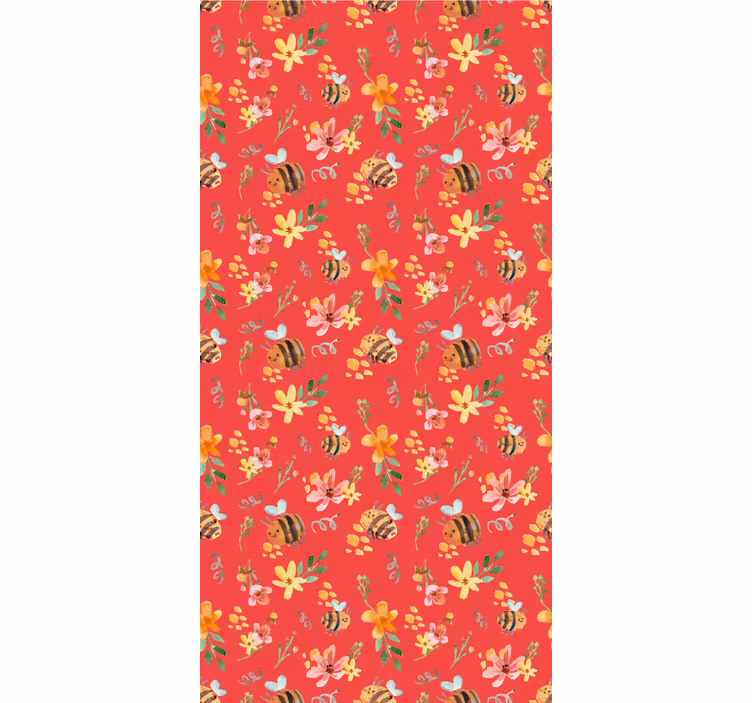 Retro bier og blomster blomstrende tapet - TenStickers