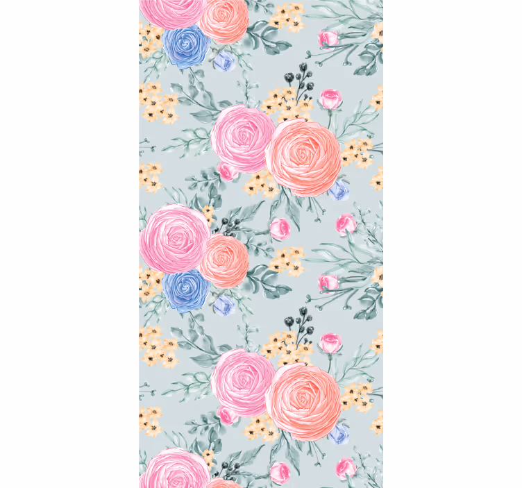 Sart pastelblomster blomstret tapet - TenStickers