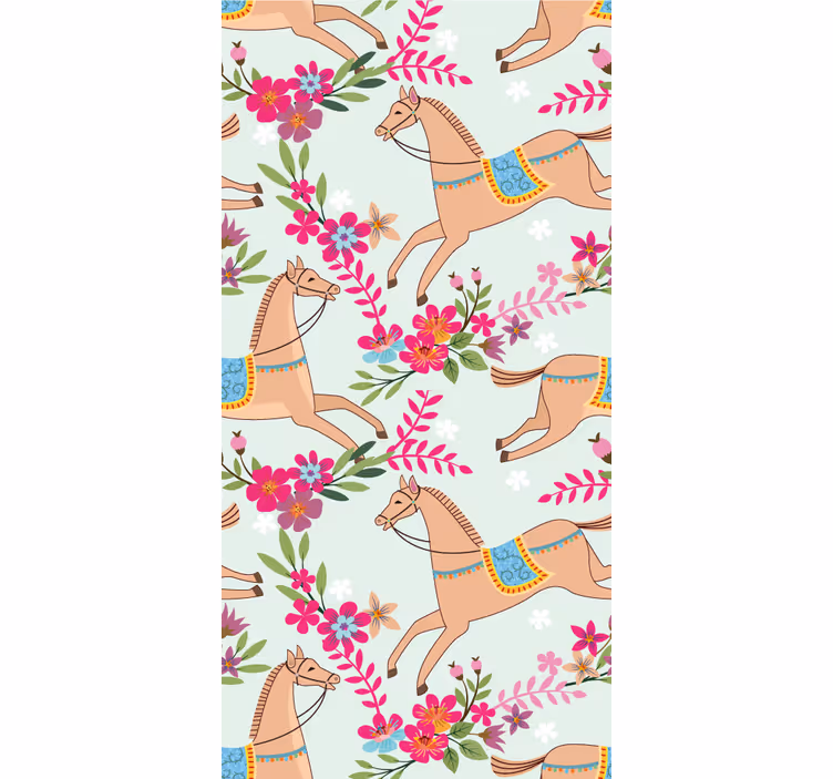Hesteblomster tapet med dyr - TenStickers