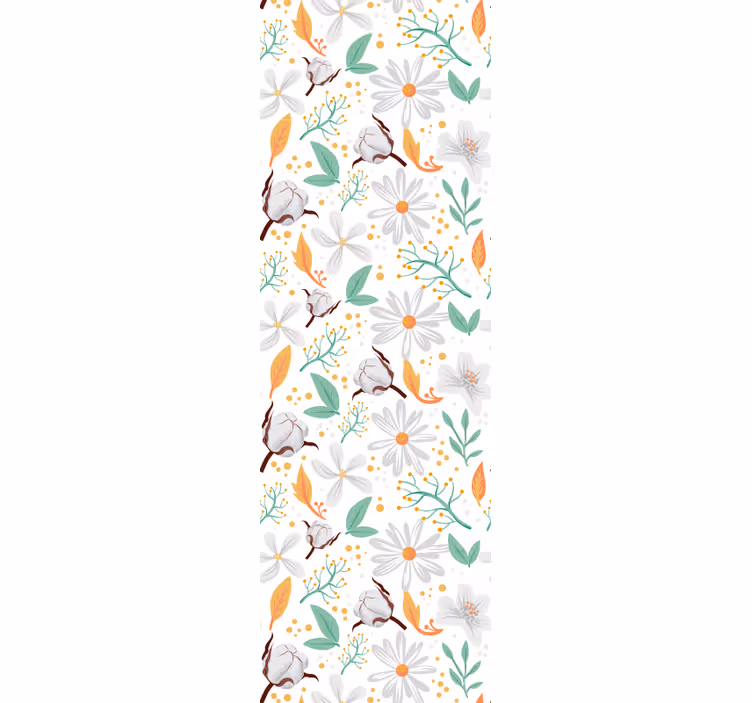 Blomster på en hvid baggrund blomstret tapet - TenStickers