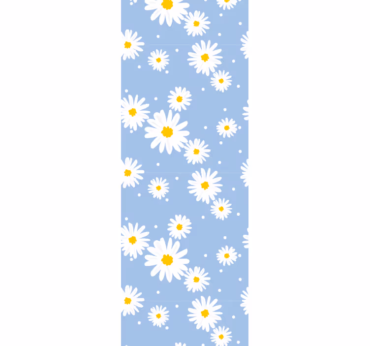 Hvide blomster med blå baggrundstapet - TenStickers