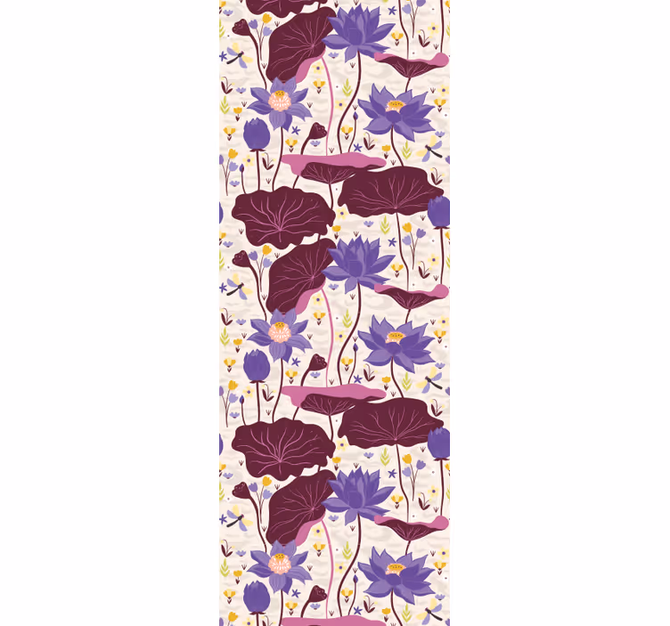 Blåt og lilla mønster blomster tapet - TenStickers
