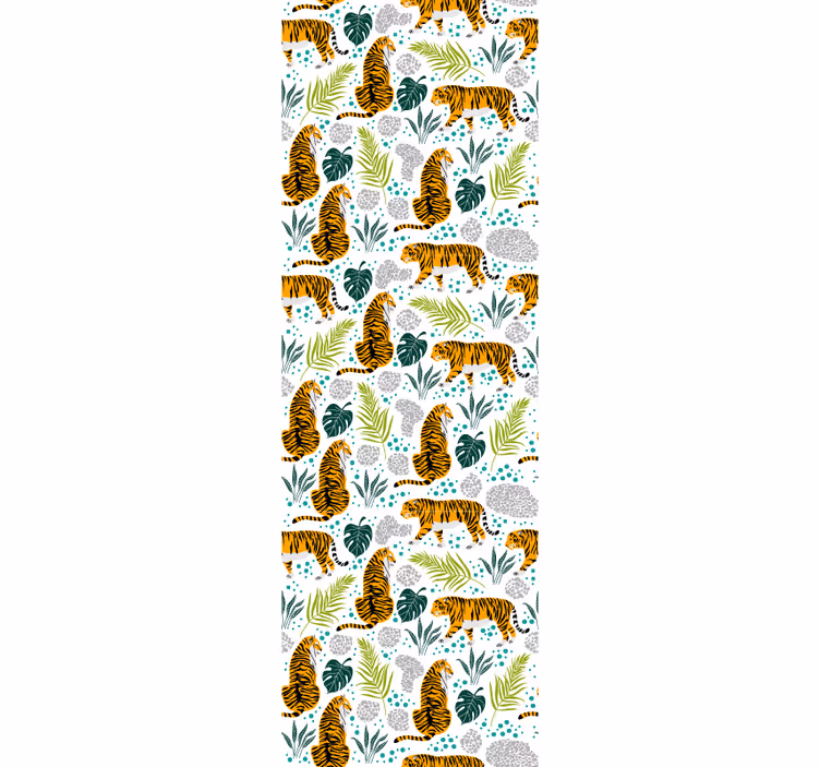 Tapet med dyr tigre og foliage - TenStickers