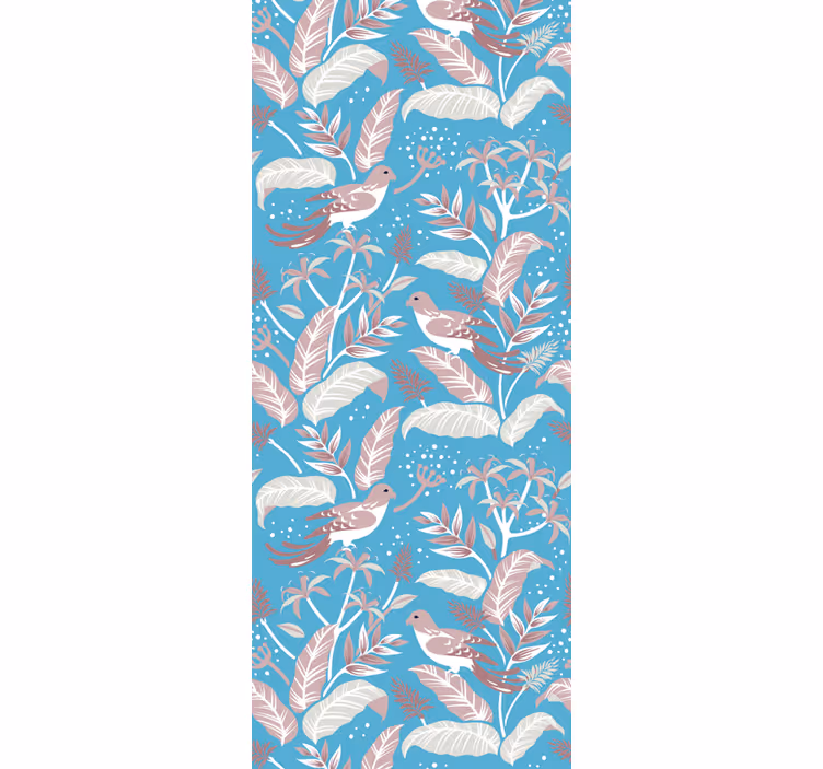 Botanisk fuglemotiv tapet med fugle - TenStickers