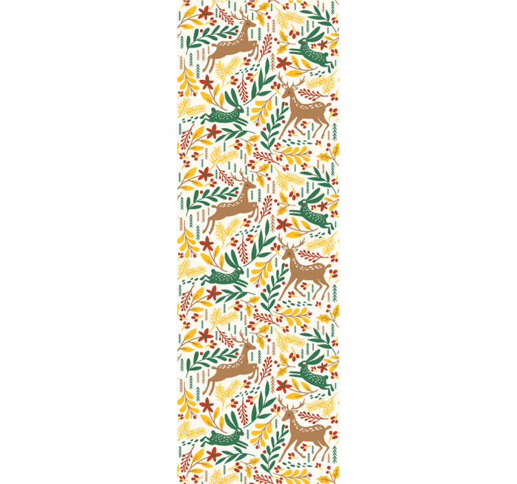 Grå hjorte mønster og gul blomst tapet - TenStickers