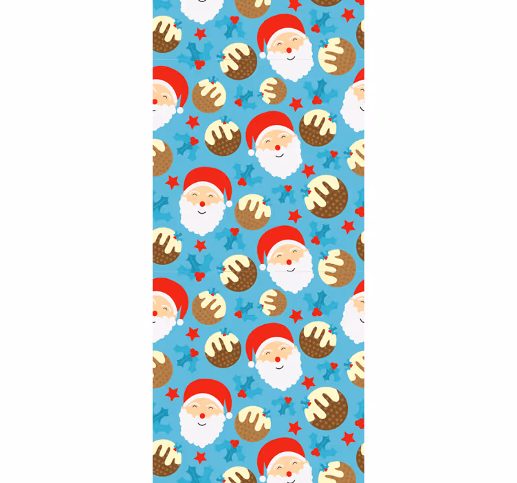 Festligt julemandsmønster juletapet - TenStickers