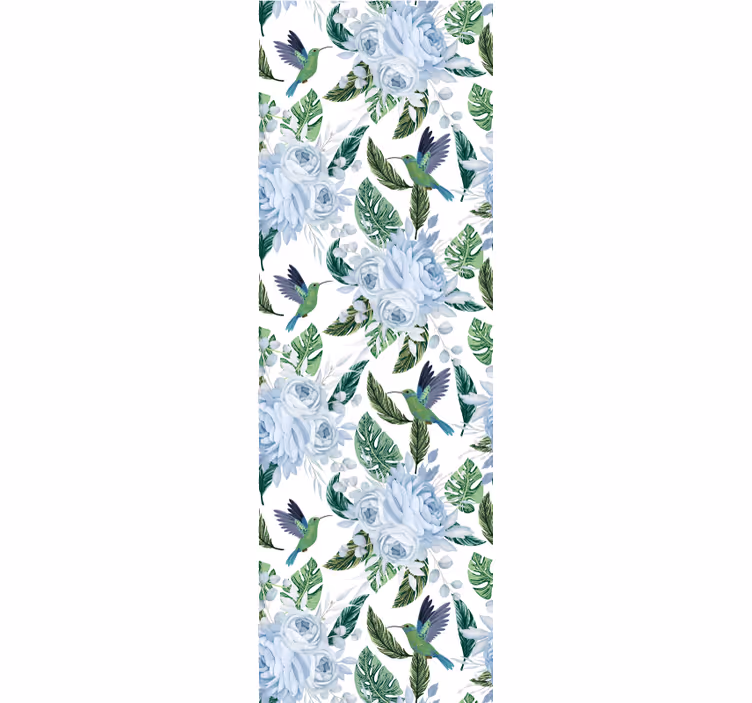 Blomster kolibri design blomster tapet - TenStickers