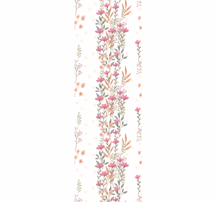 Lodrette blomsterstriber blomster tapet - TenStickers
