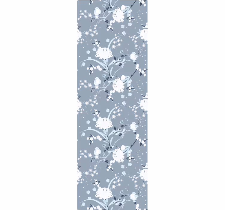 Grå sarte blomster tapet til soveværelse - TenStickers