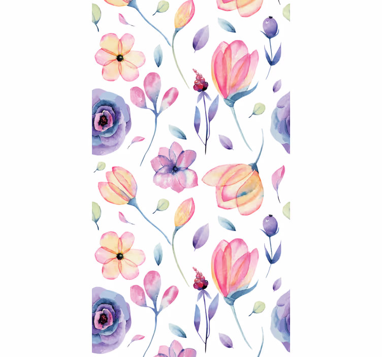 Blomster akvarel blomster tapet - TenStickers