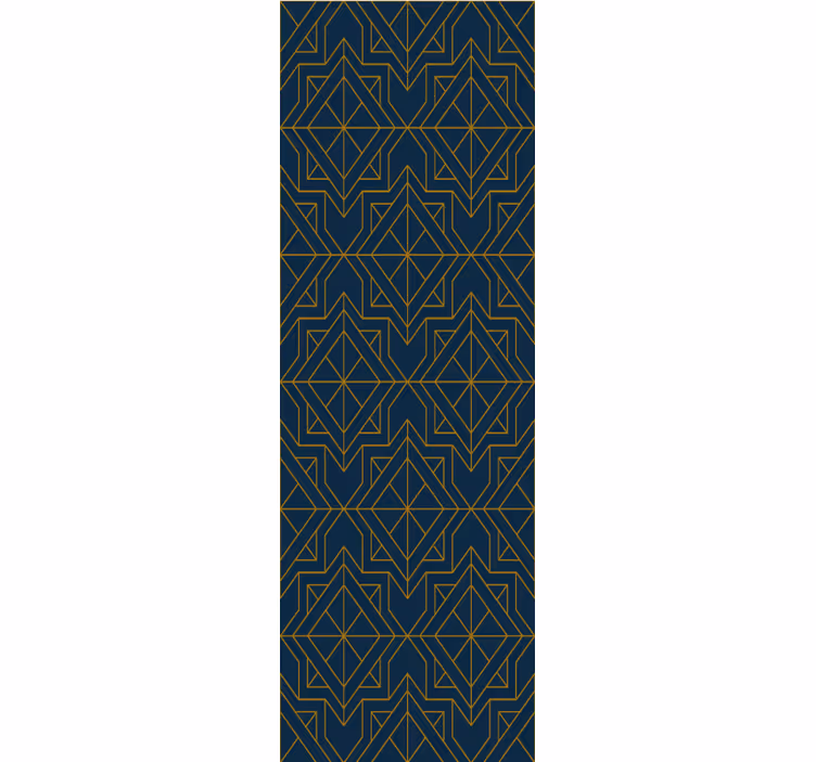 Elegant art deco dybblå ornamental tapet - TenStickers