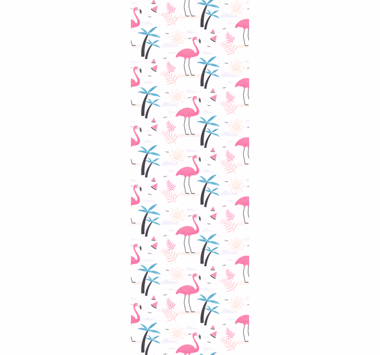 Flamingo tropisk scene tapet med fugle - TenStickers