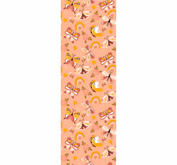 Sommerfugl flora mønster tapet sommerfugl - TenStickers
