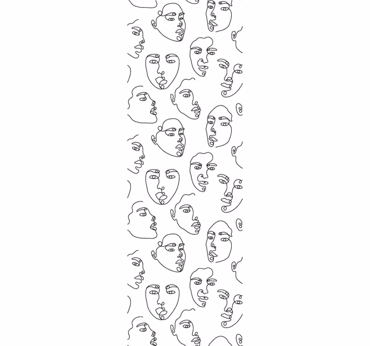 Line art ansigter tapet kunst - TenStickers