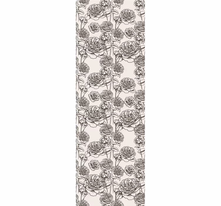 Rose skitse blomster tapet - TenStickers