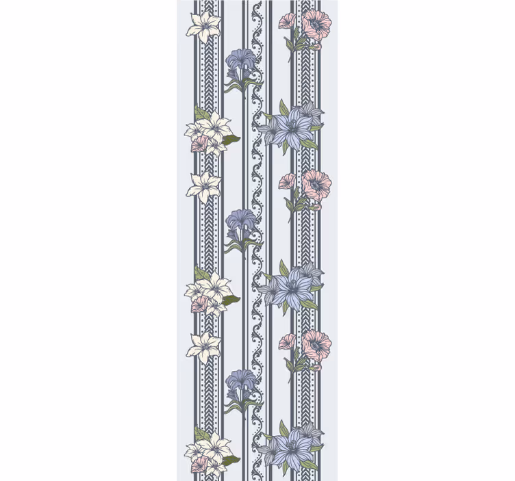 Blomstret vintage stribet design klassisk tapet - TenStickers