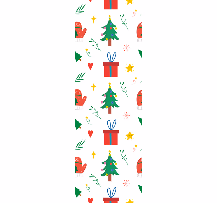 Farverige gaver og handsker juletapet - TenStickers