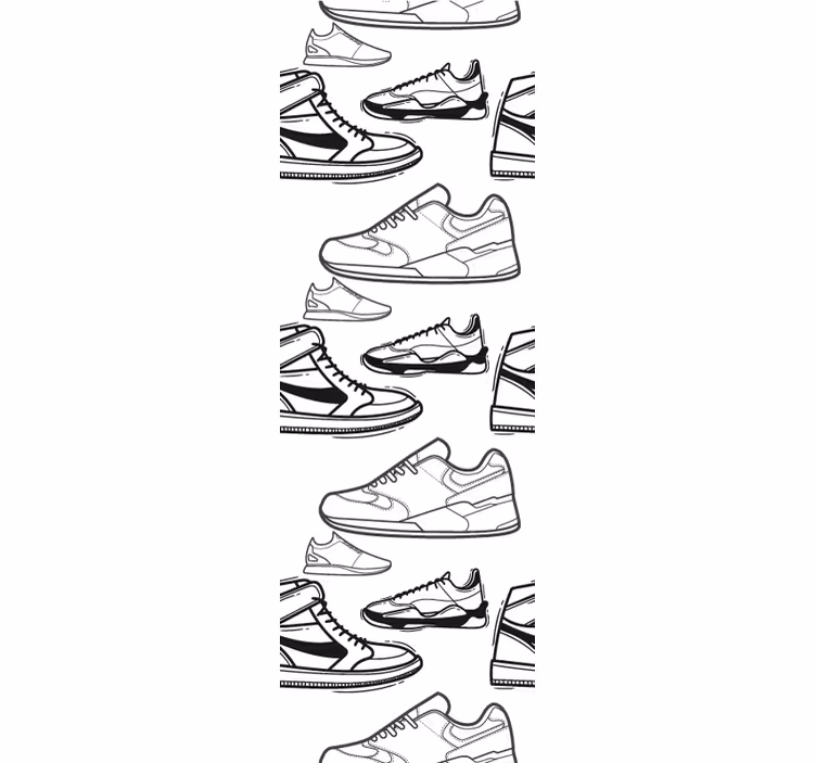 Sort og hvid retro sneakers stil tapet - TenStickers