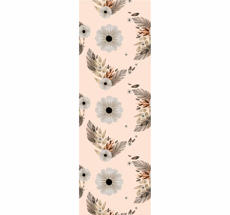 Blomster tapet med blomster og blade komposition - TenStickers